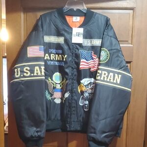 U.S. Retired Army Black Bomber Jacket SIZE XXL
